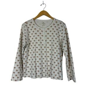 Roller Rabbit x Faherty Palms Pajama Top Womens Sz M Long Sleeve Organic Cotton